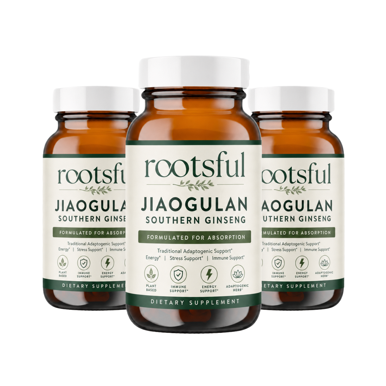 Rootsful Jiaogulan supplement bottles