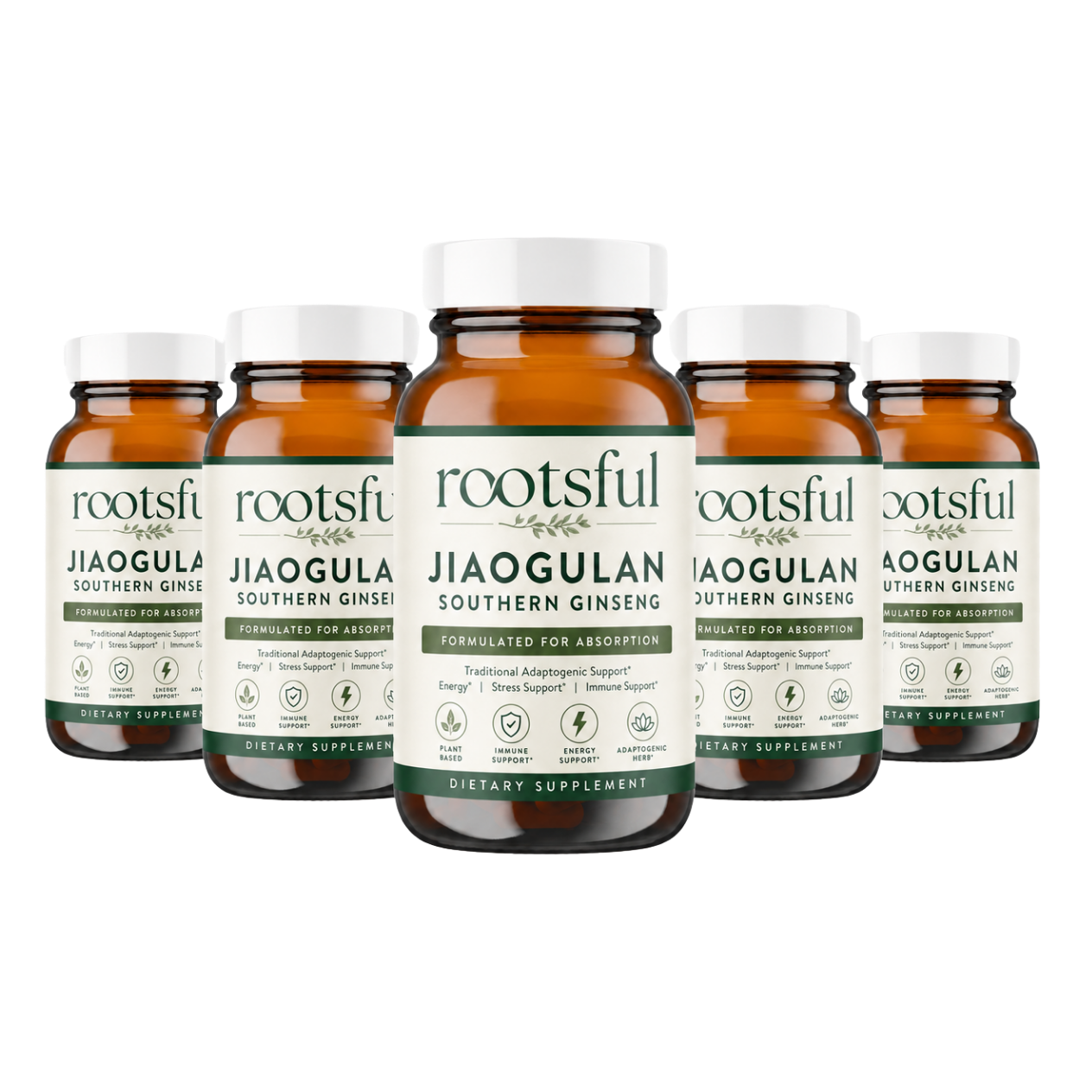 Rootsful Jiaogulan supplement bottles